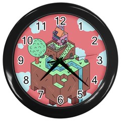 Minimal Digital Cityscape Wall Clock (black) by Salman4z