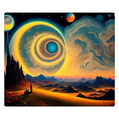 Surrealist Fantasy Dream Moon Space Premium Plush Fleece Blanket (small) by Jancukart