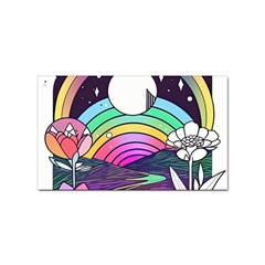 Rainbow Fun Cute Minimal Doodle Drawing Art Sticker (rectangular) by Jancukart