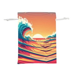 Waves Ocean Sea Tsunami Nautical 6 Lightweight Drawstring Pouch (l) by Jancukart