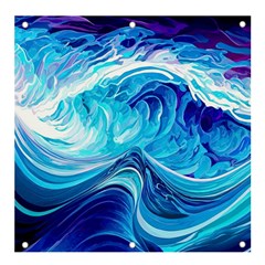 Tsunami Waves Ocean Sea Nautical Nature Abstract Blue Water Banner And Sign 4  X 4  by Jancukart