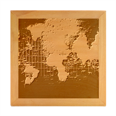 Vintage World Map Illustration Artwork Water Drop Digital Art Arts Wood Photo Frame Cube by Sudheng