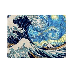 Starry Night Hokusai Van Gogh The Great Wave Off Kanagawa Premium Plush Fleece Blanket (mini) by Sudheng