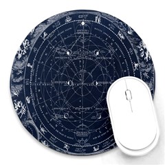 Vintage Astrology Poster Round Mousepad by ConteMonfrey