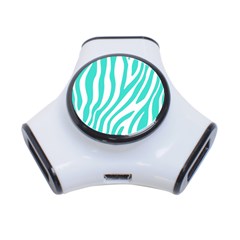 Blue Zebra Vibes Animal Print   3-port Usb Hub by ConteMonfrey
