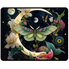 Flower Mot Moon Star Planet Two Sides Fleece Blanket (medium) by Simbadda