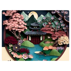Japanese Garden Flowers Landscape Premium Plush Fleece Blanket (extra Small) by danenraven