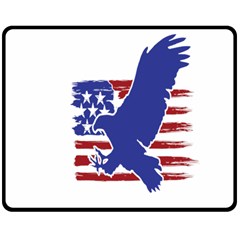 Usa Flag Eagle Symbol American Bald Eagle Country Two Sides Fleece Blanket (medium) by Wegoenart
