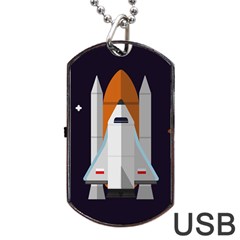 Rocket Space Universe Spaceship Dog Tag Usb Flash (two Sides) by Salman4z