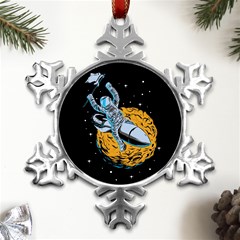Astronaut Planet Space Science Metal Small Snowflake Ornament by Salman4z