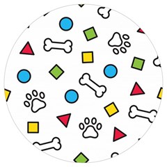 Dog Paw Seamless Pattern Footprint Bone Round Trivet by Salman4z