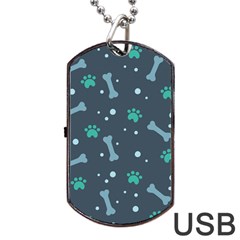 Bons Foot Prints Pattern Background Dog Tag Usb Flash (two Sides) by Salman4z