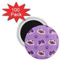Cute Colorful Cat Kitten With Paw Yarn Ball Seamless Pattern 1 75  Magnets (100 Pack)  by Salman4z