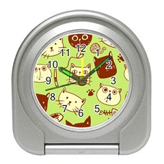 Cute Hand Drawn Cat Seamless Pattern Travel Alarm Clock by Salman4z