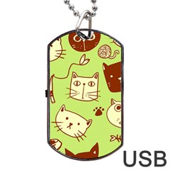 Cute Hand Drawn Cat Seamless Pattern Dog Tag Usb Flash (two Sides) by Salman4z