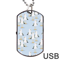 Cute-seagulls-seamless-pattern-light-blue-background Dog Tag Usb Flash (two Sides) by Salman4z