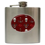 Tattoo-old-school-background-pattern Hip Flask (6 oz) Front