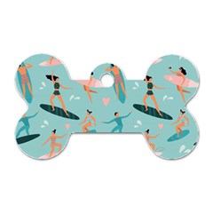 Beach-surfing-surfers-with-surfboards-surfer-rides-wave-summer-outdoors-surfboards-seamless-pattern- Dog Tag Bone (one Side) by Salman4z