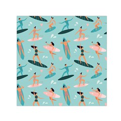 Beach-surfing-surfers-with-surfboards-surfer-rides-wave-summer-outdoors-surfboards-seamless-pattern- Square Satin Scarf (30  X 30 ) by Salman4z