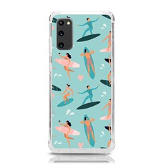 Beach-surfing-surfers-with-surfboards-surfer-rides-wave-summer-outdoors-surfboards-seamless-pattern- Samsung Galaxy S20 6 2 Inch Tpu Uv Case by Salman4z