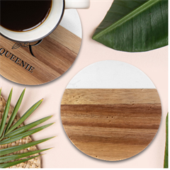 Underwater-seamless-pattern-light-background-funny Marble Wood Coaster (round) by Salman4z