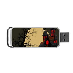 Halloween Moon Haunted House Full Moon Dead Tree Portable Usb Flash (one Side) by Ravend