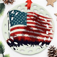 Patriotic Usa United States Flag Old Glory Ornament (round Filigree) by Ravend