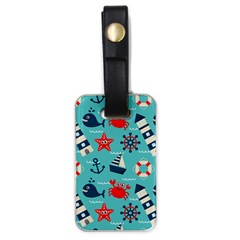 Seamless-pattern-nautical-icons-cartoon-style Luggage Tag (one Side) by Salman4z
