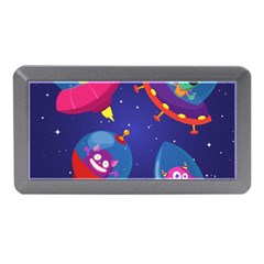 Cartoon-funny-aliens-with-ufo-duck-starry-sky-set Memory Card Reader (mini) by Salman4z