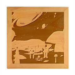 Alien-astronaut-scene Wood Photo Frame Cube by Salman4z