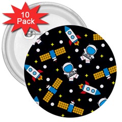Seamless-adventure-space-vector-pattern-background 3  Buttons (10 Pack)  by Salman4z
