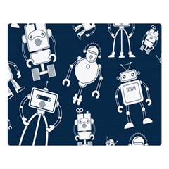 White-robot-blue-seamless-pattern Premium Plush Fleece Blanket (large) by Salman4z