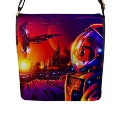 Far-future-human-colonization Flap Closure Messenger Bag (l) by Salman4z