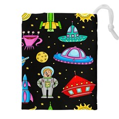 Seamless-pattern-with-space-objects-ufo-rockets-aliens-hand-drawn-elements-space Drawstring Pouch (4xl) by Salman4z