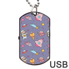 Outer-space-seamless-background Dog Tag Usb Flash (two Sides) by Salman4z