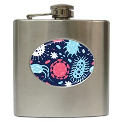 Seamless-pattern-microbes-virus-vector-illustration Hip Flask (6 Oz) by Salman4z