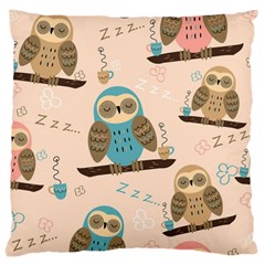 Seamless-pattern-owls-dream-cute-style-pajama-fabric Large Cushion Case (one Side) by Salman4z