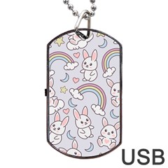 Seamless-pattern-with-cute-rabbit-character Dog Tag Usb Flash (two Sides) by Salman4z