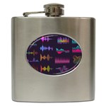 Colorful-sound-wave-set Hip Flask (6 oz) Front
