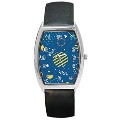 Flat-design-geometric-shapes-background Barrel Style Metal Watch by Salman4z