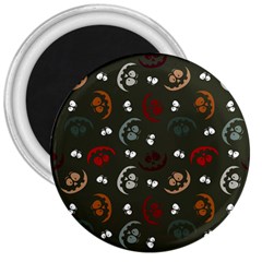 Art Halloween Pattern Creepy Design Digital Papers 3  Magnets by pakminggu