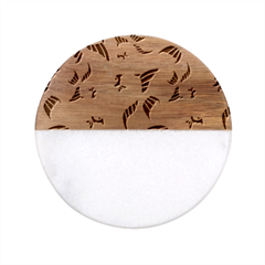 Background Pattern Texture Design Wallpaper Classic Marble Wood Coaster (round)  by pakminggu