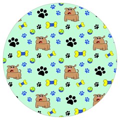 Dog Pattern Seamless Blue Background Scrapbooking Round Trivet by pakminggu