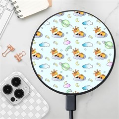 Pattern Giraffe Animal Seamless Scrapbooking Blue Wireless Fast Charger(black) by pakminggu