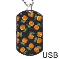 Pineapple Background Pineapple Pattern Dog Tag Usb Flash (one Side) by pakminggu