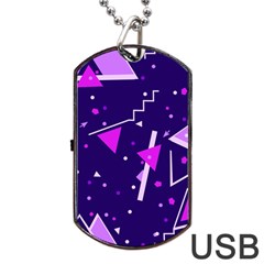 Purple Blue Geometric Pattern Dog Tag Usb Flash (one Side) by danenraven