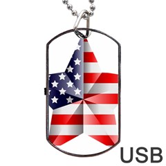 United States Of America Flag Of The United States Independence Day Dog Tag Usb Flash (one Side) by danenraven