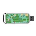 Green Retro Games Pattern Portable USB Flash (Two Sides) Back