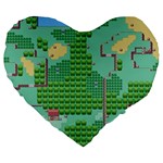 Green Retro Games Pattern Large 19  Premium Heart Shape Cushions Front