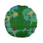 Green Retro Games Pattern Standard 15  Premium Flano Round Cushions Back